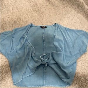 blue front tie top